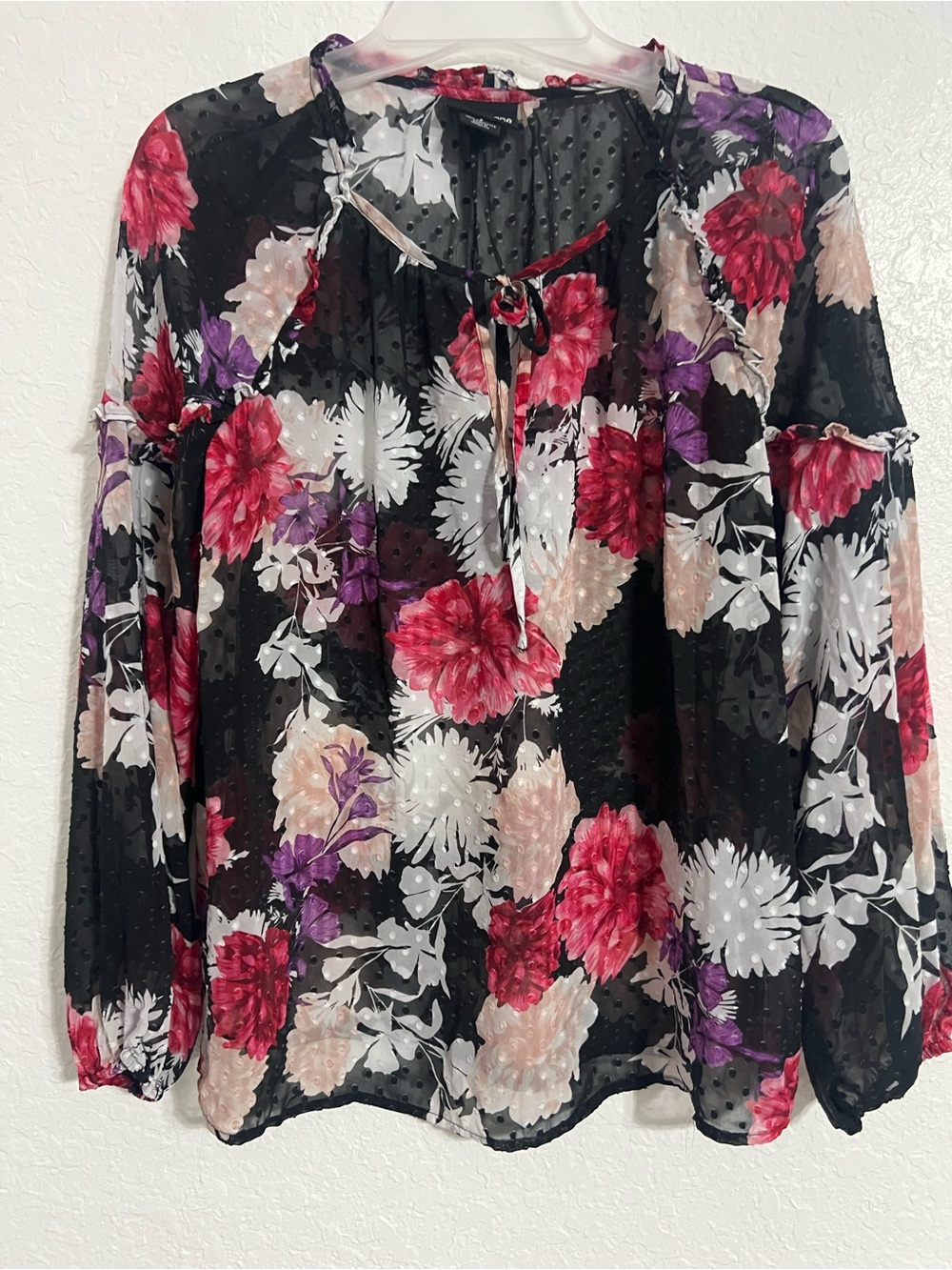 First Issue Liz Claiborne Women's Floral Print Long Sleeve Blouse Size S #506